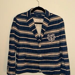 Ralph Lauren Blue and Beige Striped Jacket